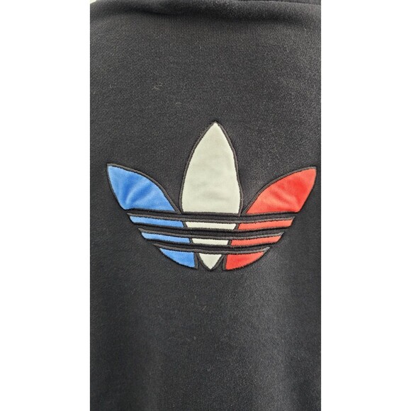 Womens Extra Large Adidas Adicolor Tricolor Trefoil Oversozed Crop Hoodie Black - Picture 6 of 12